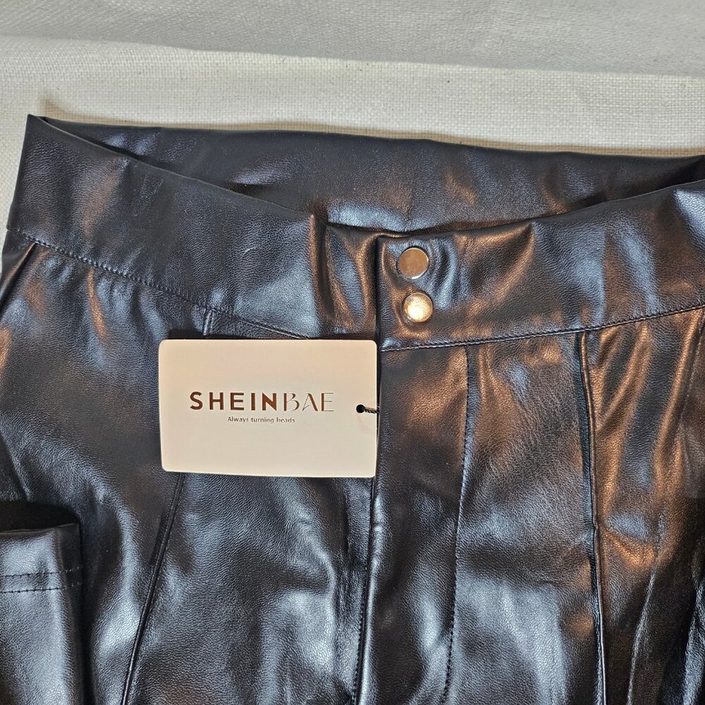 Shein Bae Women's Flare Leg Faux Leather Pants - Small - Picture 2 of 6